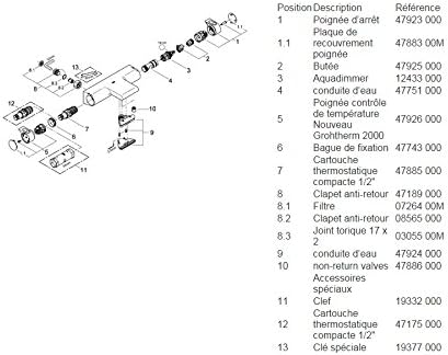 Grohe 34484001 Thermostatische Mischbatterie Grohtherm 2000, f&uumlr Bad/Dusche, Chrom