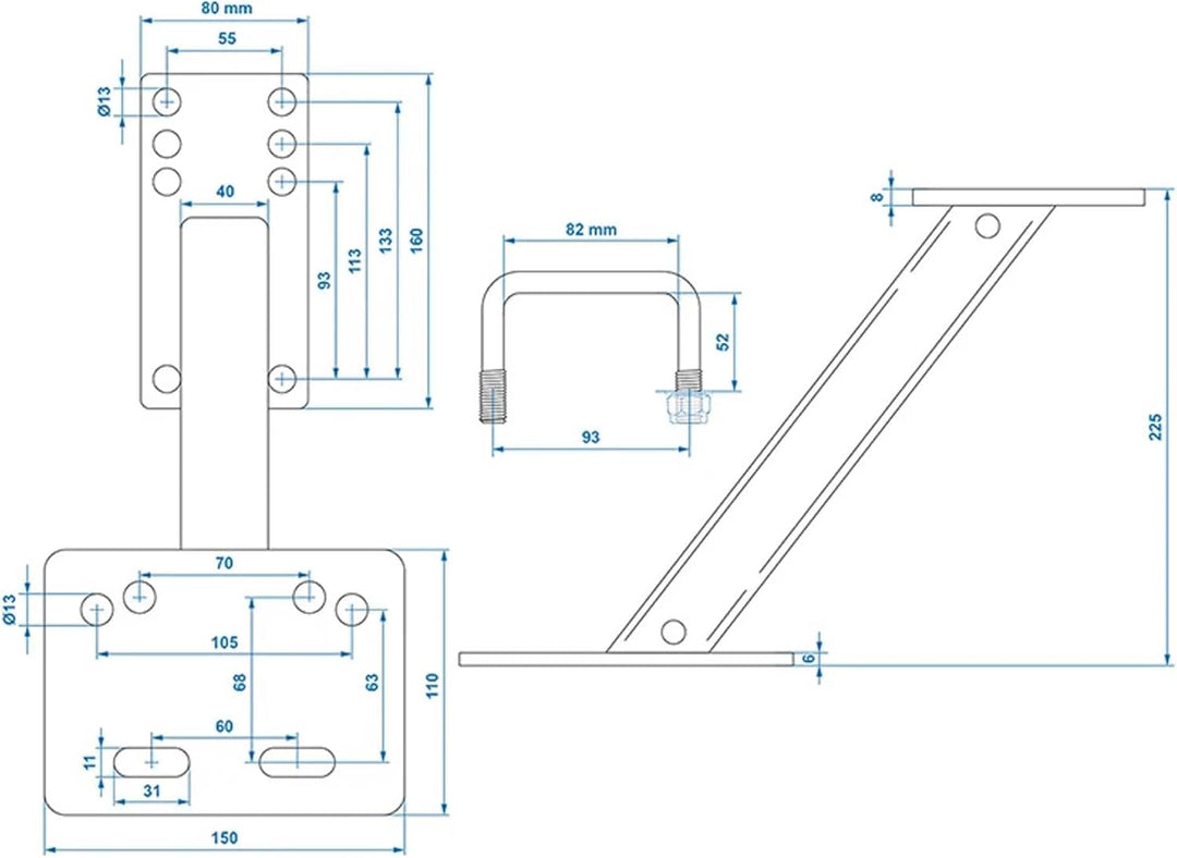 The Drive Ersatzradhalter für PKW Anhänger Ersatzräder mit U-Bügel und Schraubensatz | 4/5 Loch 8"-1