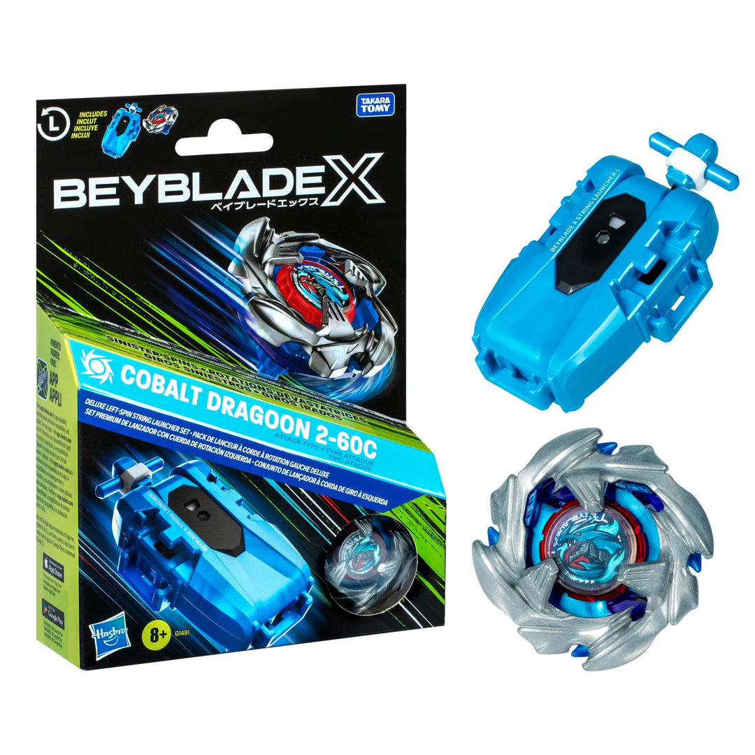 Beyblade X Cobalt Dragoon 2-60C Deluxe linksdrehdes Schnur-Starter Set COBALT DRAGOON LEFT SPIN LAUN