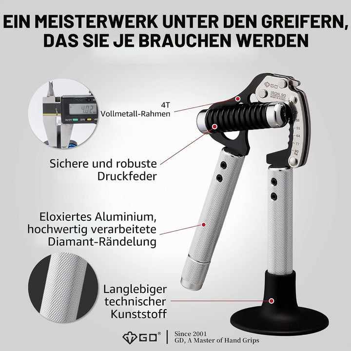 GD GRIP Einstellbare Fingerhantel Iron Ext. 90 : 55 to 198 lb