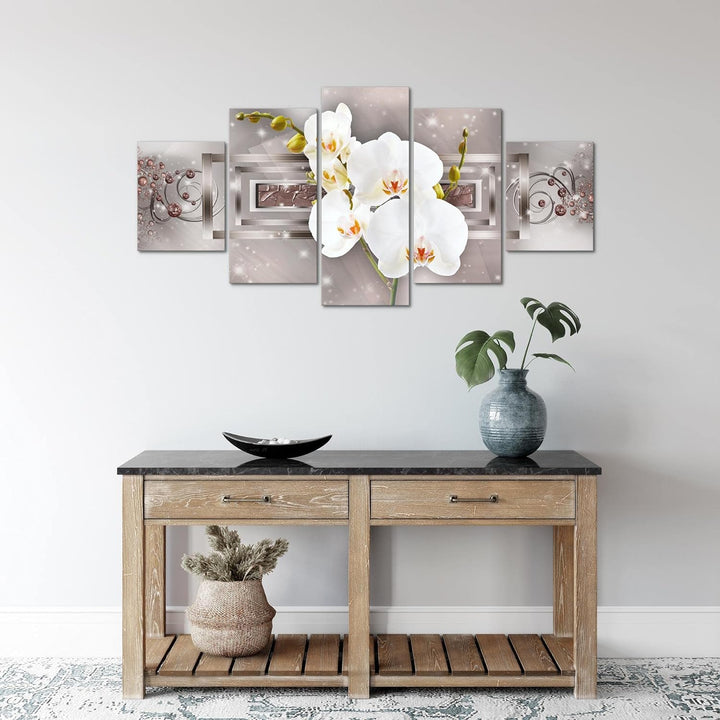 Runa Art Wandbilder Blumen Orchidee 5 Teilig Bild auf Vlies Leinwand Deko Wohnzimmer Figuren Braun 2
