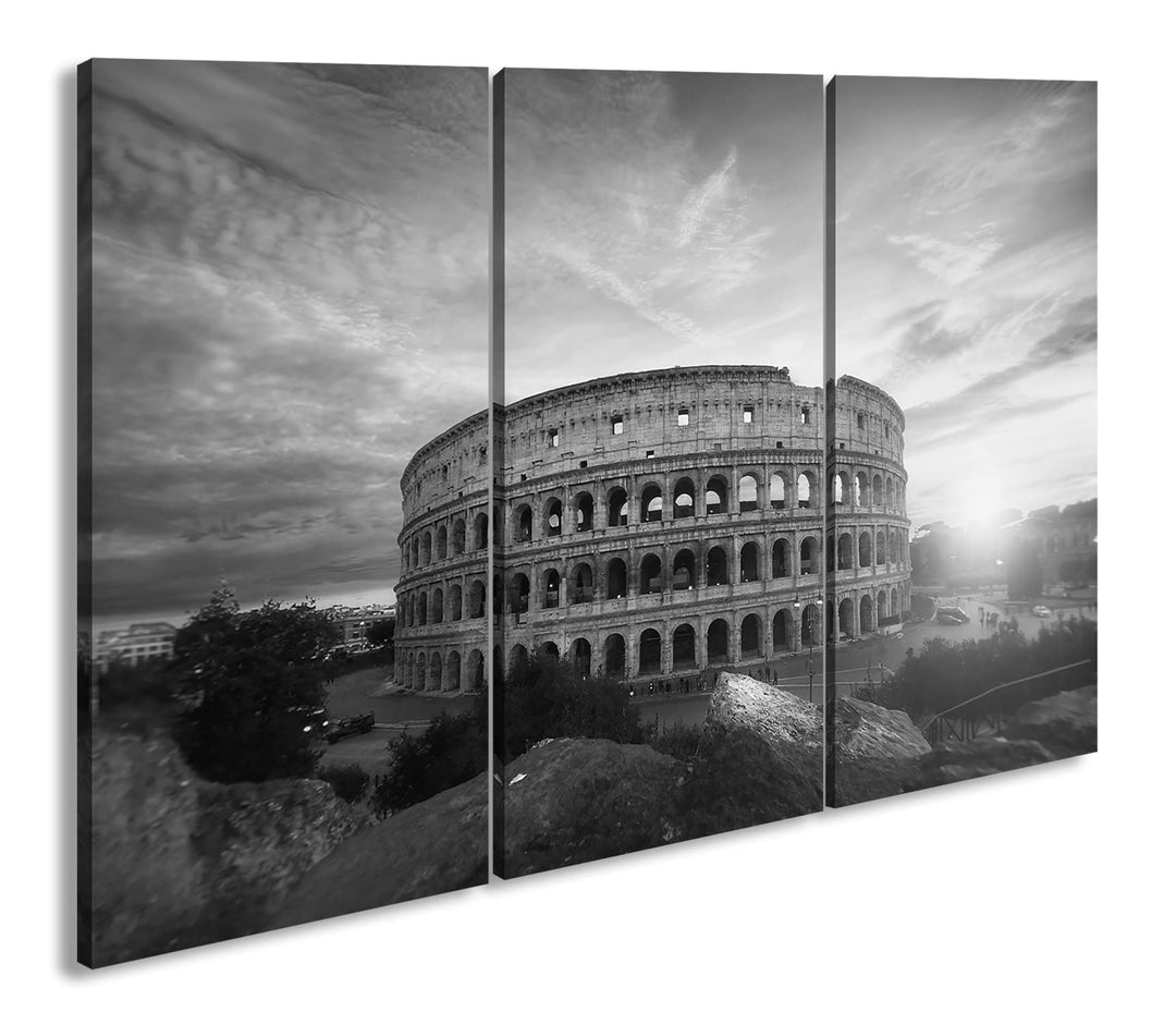 deyoli das Kolosseum in Rom Format: 120x80 cm (3Teilig) Effekt: Schwarz&amp;Weiss als Leinwandbild, Moti