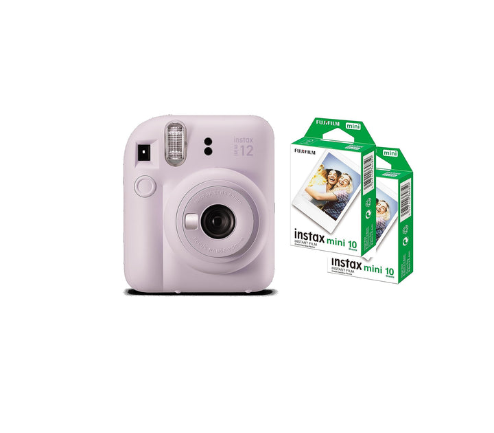 Fujifilm Instax Mini 12 Sofortbildkamera, Lila + 2er-Pack Film Kamera + 2er-Pack Filme fliederfarben