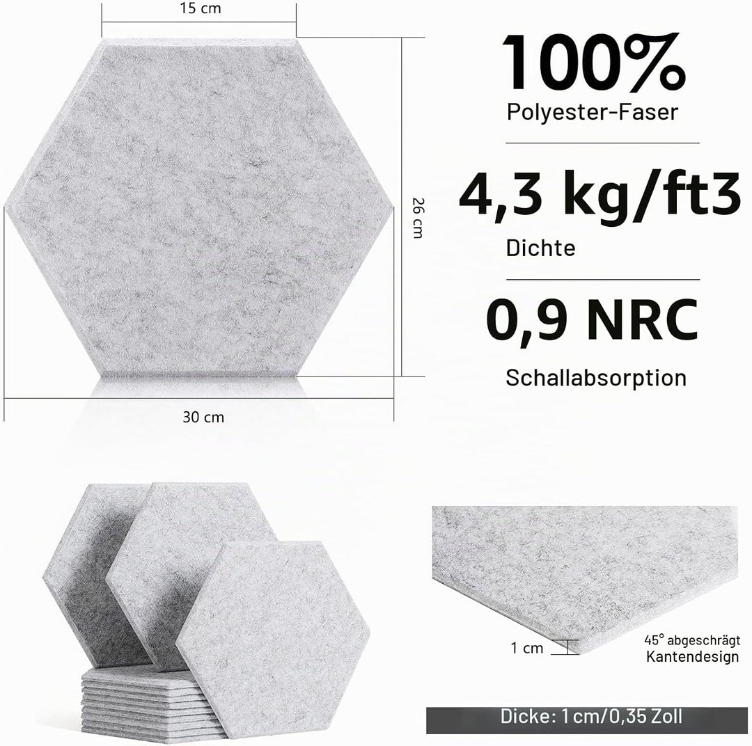 Akustikplatten selbstklebend, Deecam 30X26X1 CM Hohe Dichte Akustikpaneele, Schallschutz/Schmücken f