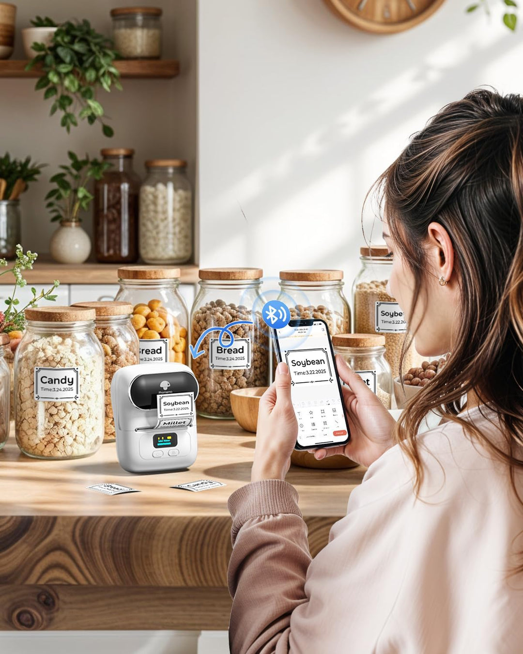 Phomemo M110 Etikettendrucker Bluetooth Etikettiergerät Beschriftungsgerät Selbstklebend, Label Prin