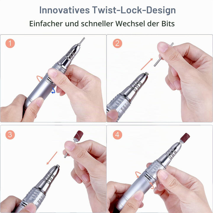 JCMASTER® TouchPro+ Nagelfräser Set Für Gelnägel &amp; Acrylnägel | inkl 1x Premium 4 in 1 Bit | 35000 U