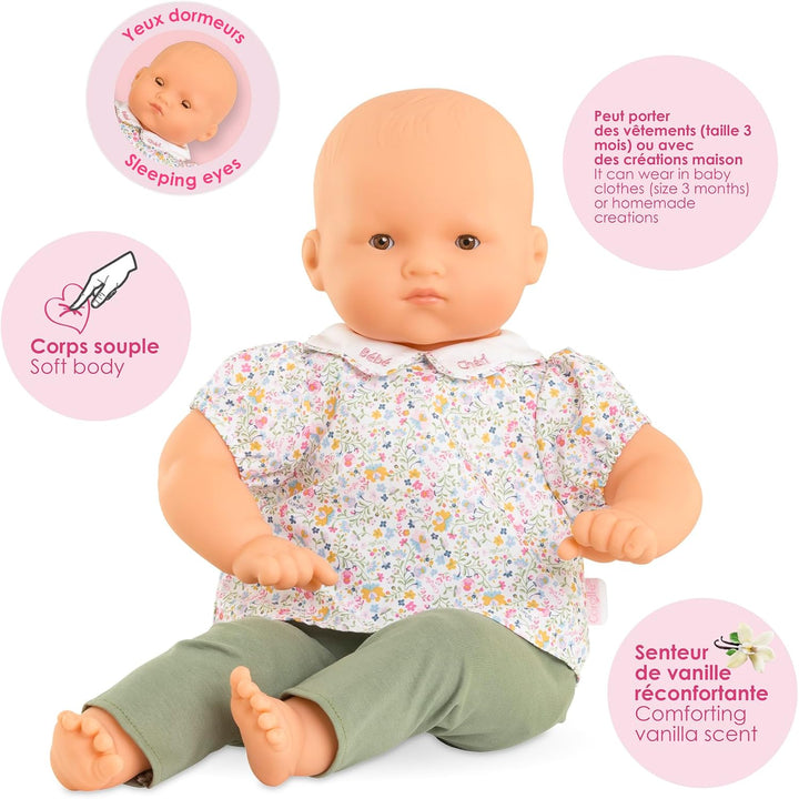 Corolle Mon Grand Poupon Bébé Chéri, 52cm, Weichkörperpuppe mit Schlafaugen, kann echte Babykleider