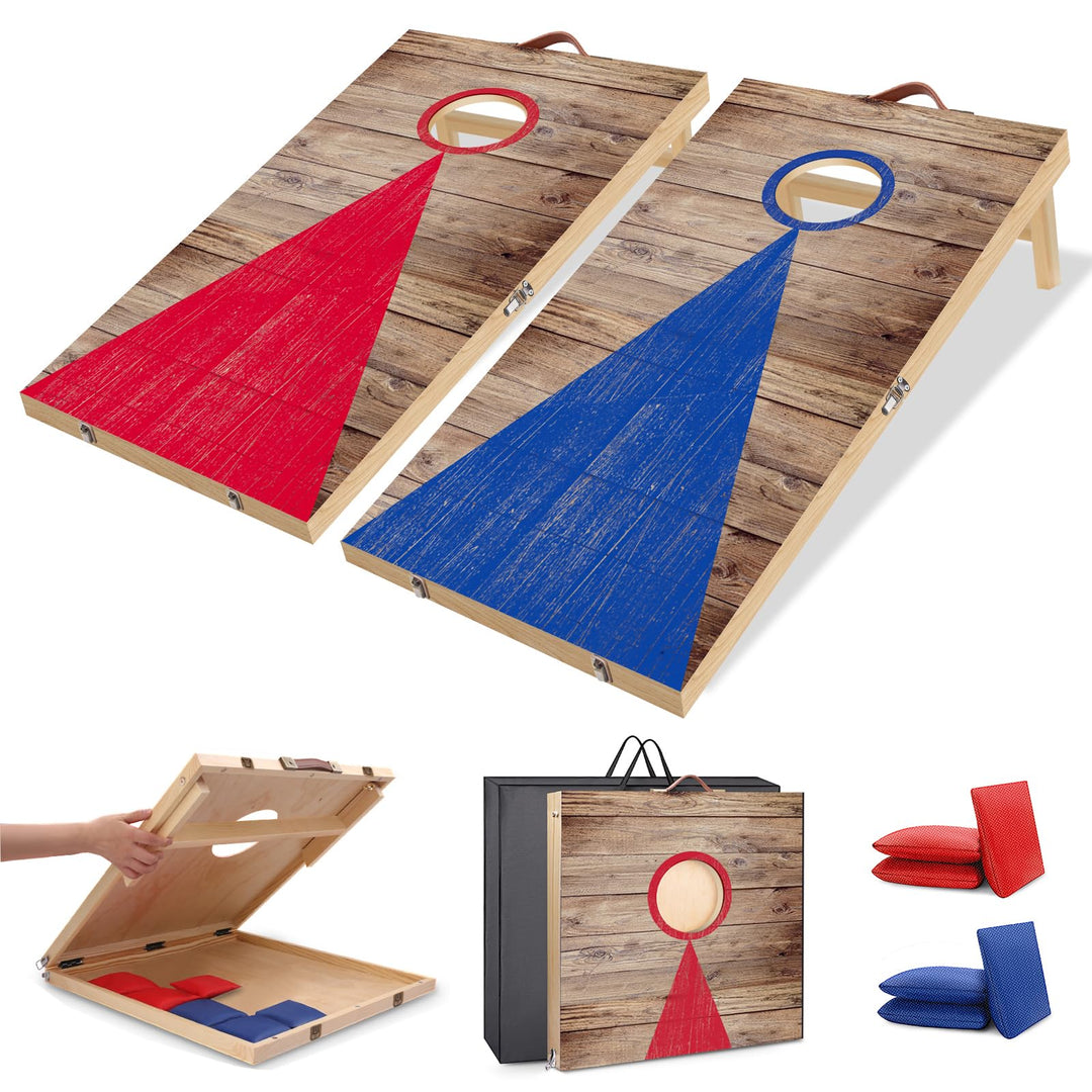 NZQXJXZ Cornhole Spiel Outdoor, 60 x 40 cm Massivholz Premium Corn Hole Boards mit 6 Cornhole Säckch