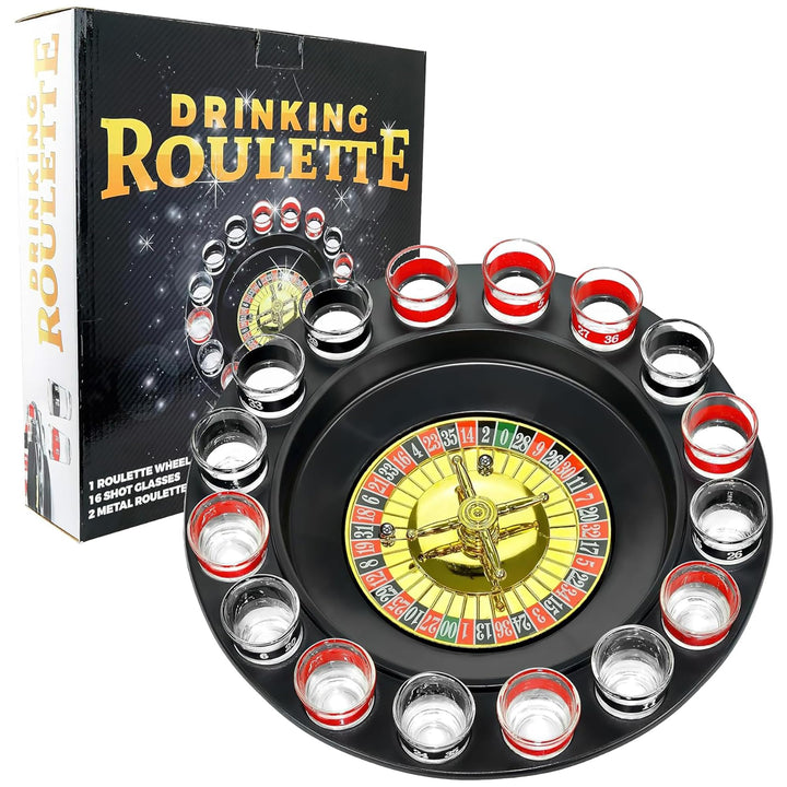 WANTED Schnapsglas Roulette Komplettset Trinkspiele, Kunststoff, rot/schwarz, 16PCS Set, 16PCS Set
