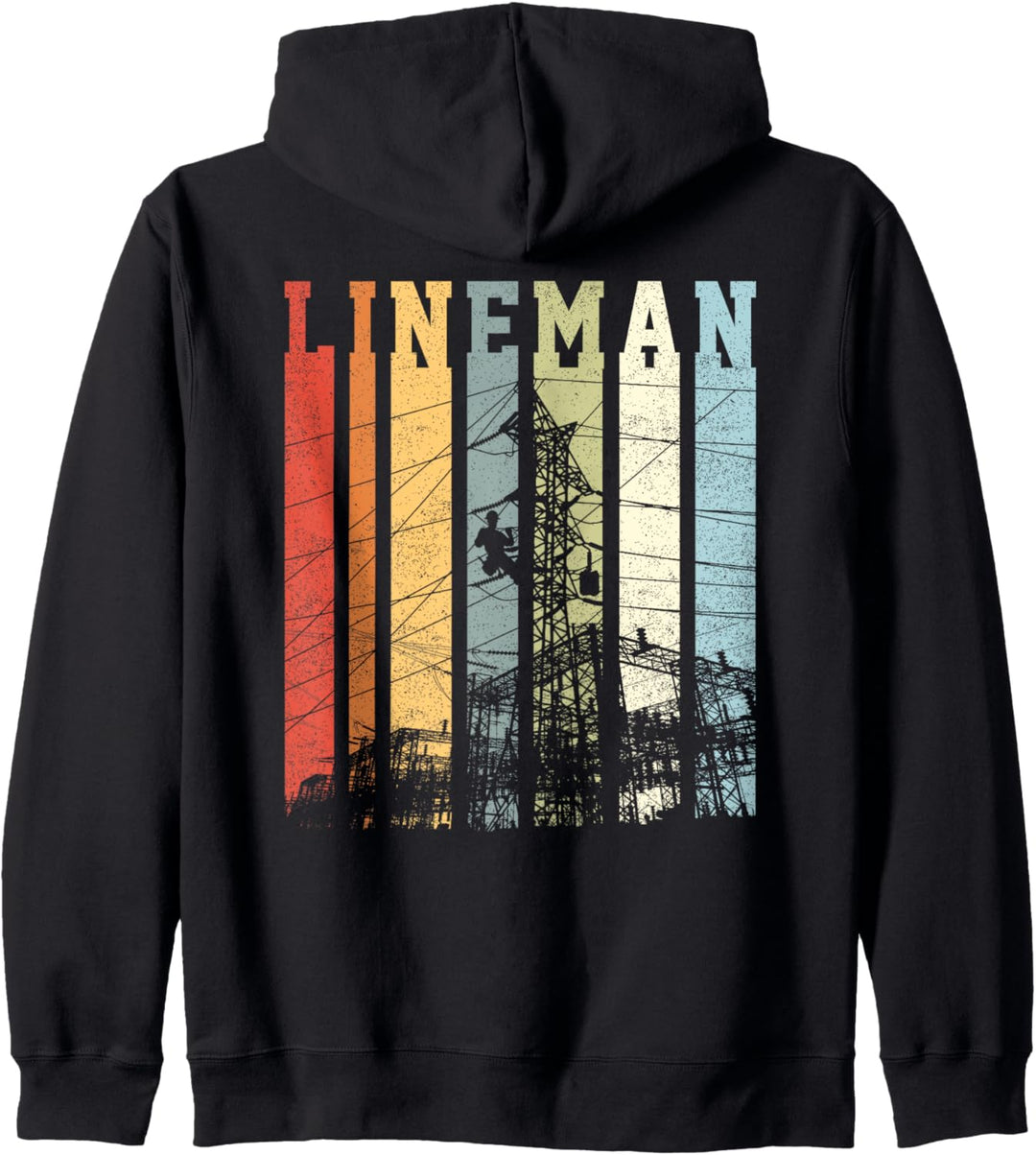 Text Streifen Vintage Retro Stil Design Lineman Kapuzenjacke