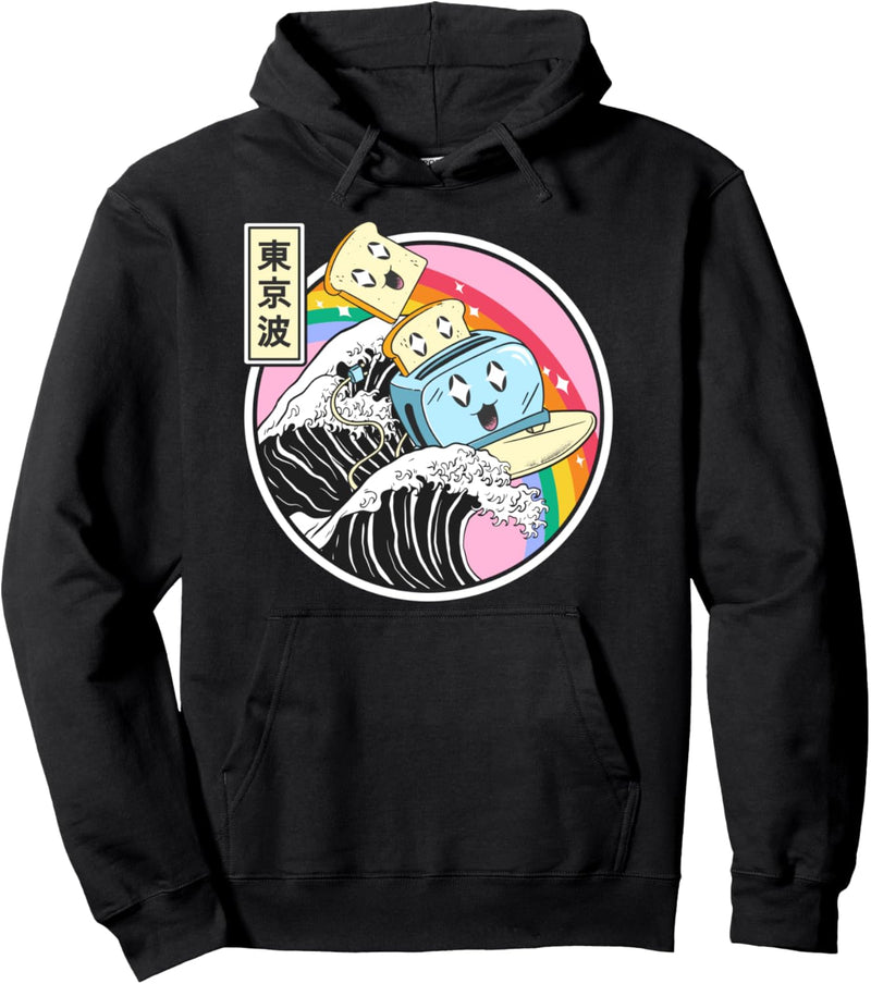 Happy Toaster Surfen Kanagawa Wave Rainbow Vaporwave Kawaii Pullover Hoodie