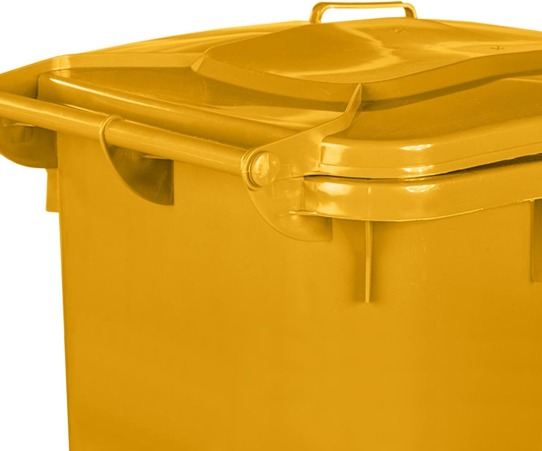 Jestic Mülltonne 240 Liter gelb mit Gummirädern, für Mülltrennung, Recycling innen aussen, EN840, ge
