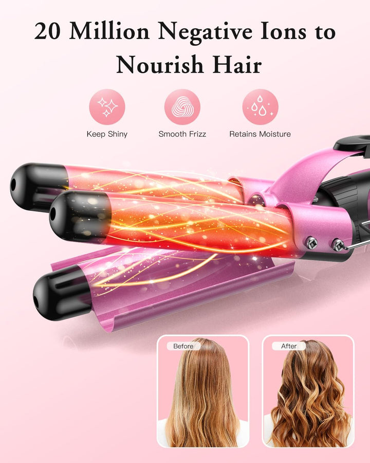 BESTOPE PRO Lockenstab set 5 in 1 Welleneisen - Lockenstäbe 3 Fässer für Grosse Keine Locken Keramik