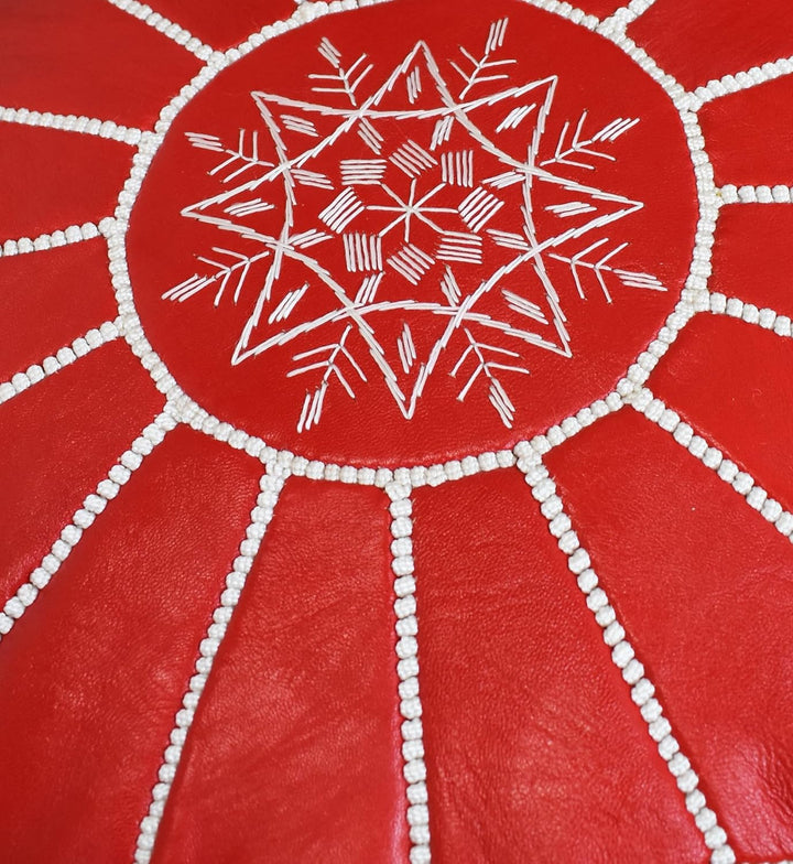 Poufs&Pillows Premium Echt Leder Pouf - Handgefertigt - Gefüllt geliefert - Ottoman, Sitzsack, Fussh