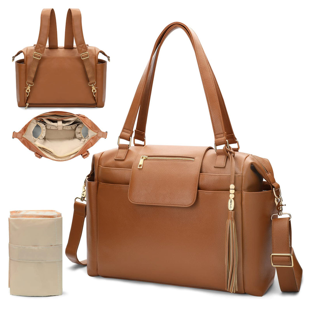 Omanmoli Wickeltasche, Leder, Wickeltasche, Rucksack, grosse Babytasche, 14 Wickeltaschen, Wickelunt