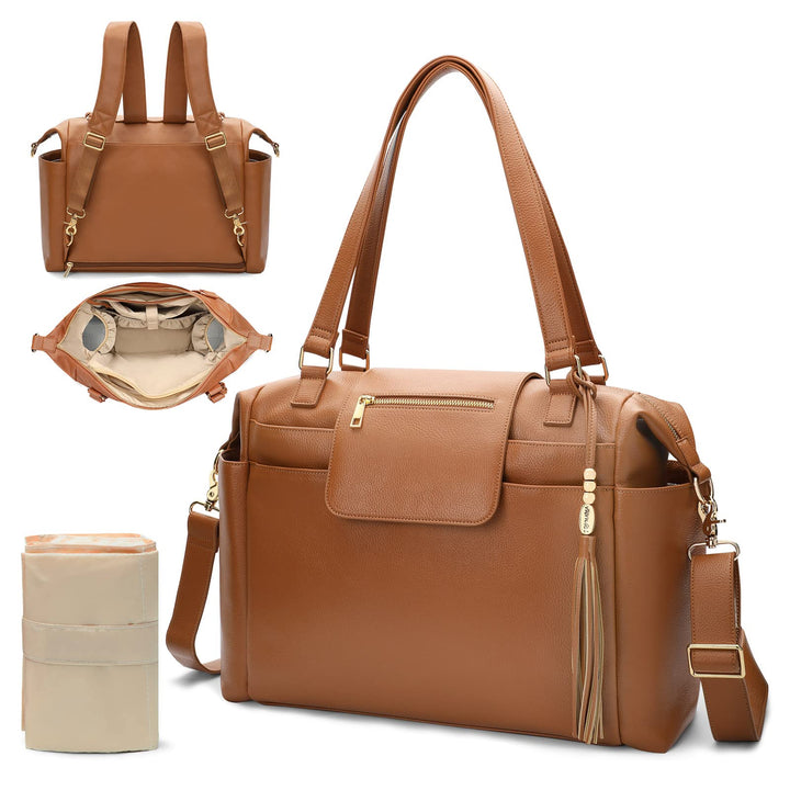 Omanmoli Wickeltasche, Leder, Wickeltasche, Rucksack, grosse Babytasche, 14 Wickeltaschen, Wickelunt