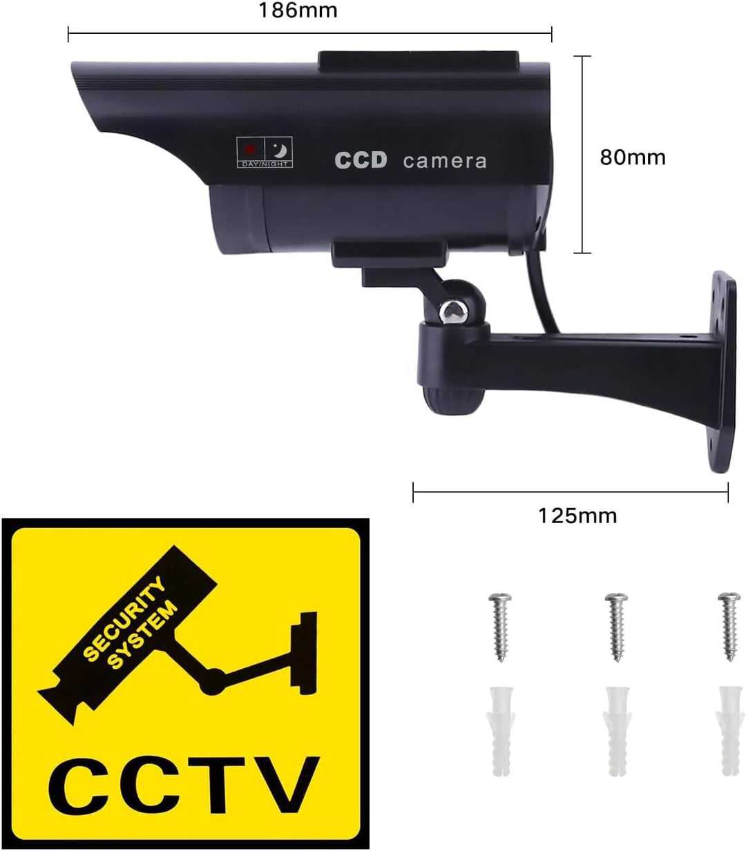 2 Stück Dummy Kamera Solar Betriebene Simulierte Dummy Surveillance Sicherheit Kamera mit Blinkendem