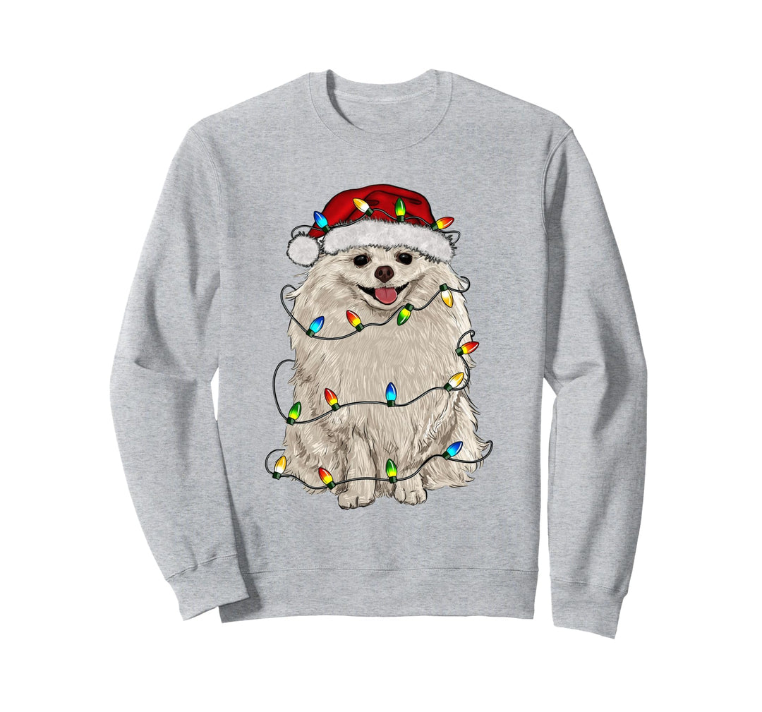 Pomeranian Christmas Tree Light Pyjama Dog Lover Xmas Funny Sweatshirt
