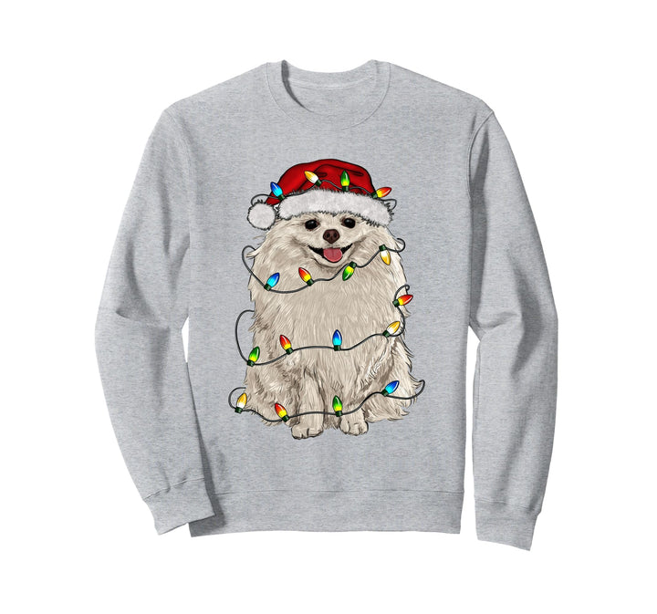 Pomeranian Christmas Tree Light Pyjama Dog Lover Xmas Funny Sweatshirt