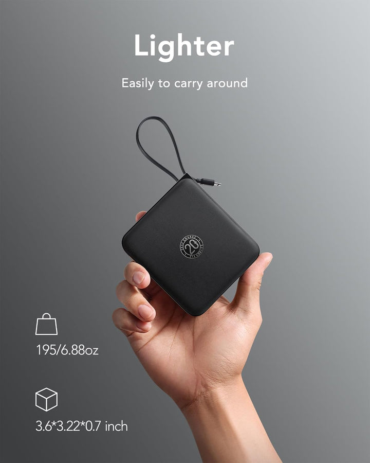 VRURC Power Bank mit Kabel 10000mAh Klein USB C Powerbank Schnelles Aufladen 22.5W Mini Tragbares La
