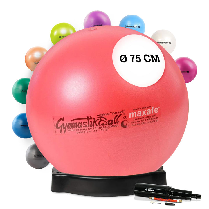Original Pezziball MAXAFE 75 cm rot m. Ballschale & Pumpe Kombi Gymnastikball