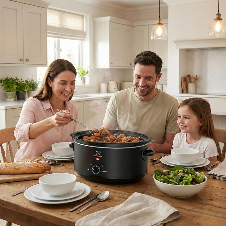 Slow Cooker 6.5L Grosser Elektrischer Schongarer Mit Keramiktopf Und Glasdeckel Temperaturstufen War