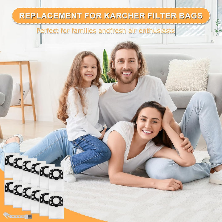 12 Staubsaugerbeutel für Kärcher WD2/WD2 Plus / WD3 / KWD1 / KWD2 / KWD3 / SE 4001 / SE 4002 / WD3.2