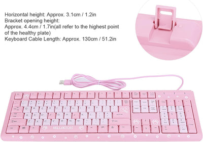 Annadue Rosa Tastatur, USB kabelgebunden Gaming Tastatur, 104 Tasten Ultradünne Computer Tastatur fü