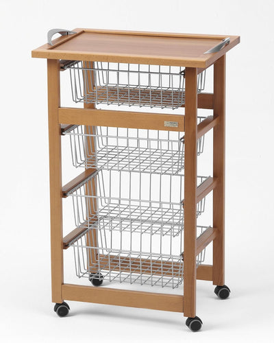 ARREDAMENTIITALIA Arredamenti Italia Küchenwagen Ginger, Holz - 4 Körbe - Farbe: Kirsche Holz AR-It