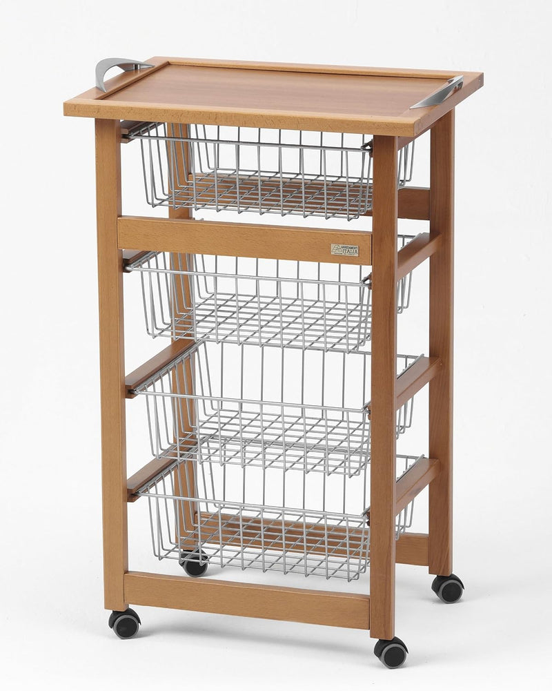 ARREDAMENTIITALIA Arredamenti Italia Küchenwagen Ginger, Holz - 4 Körbe - Farbe: Kirsche Holz AR-It