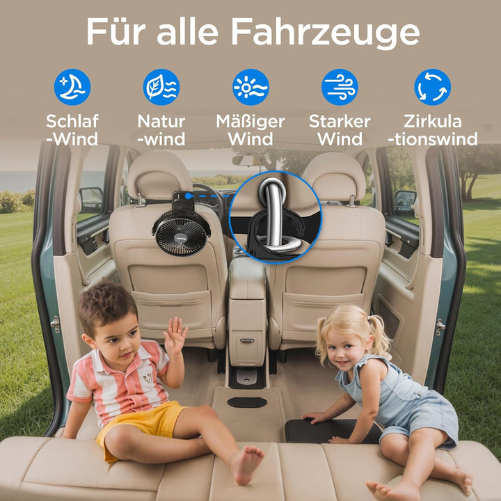 EasyAcc Ventilator mit Clip, 10000mAh USB-Ventilator, 3-in-1-Tischventilator mit 5 Geschwindigkeiten