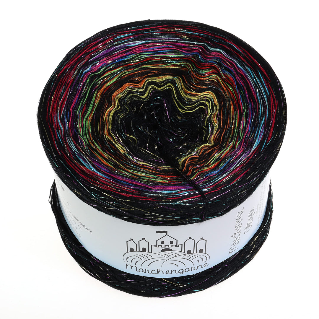 LiLu´s Märchengarne (80,00€/kg) Farbverlaufsgarn Farbexplosion 400g - 1520m 4 fädig mit Glitzer Bobb