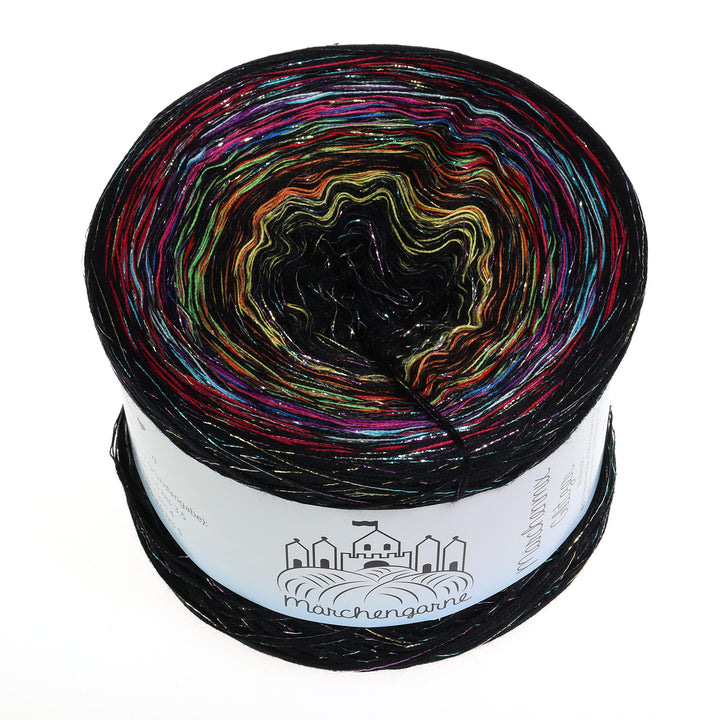 LiLu´s Märchengarne (80,00€/kg) Farbverlaufsgarn Farbexplosion 400g - 1520m 4 fädig mit Glitzer Bobb