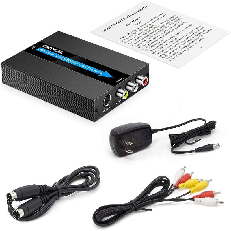 EASYCEL HDMI auf S-Video RCA Konverter mit S-Video und RCA Kabel, HDMI zu Svideo RCA Adapter, HDMI z