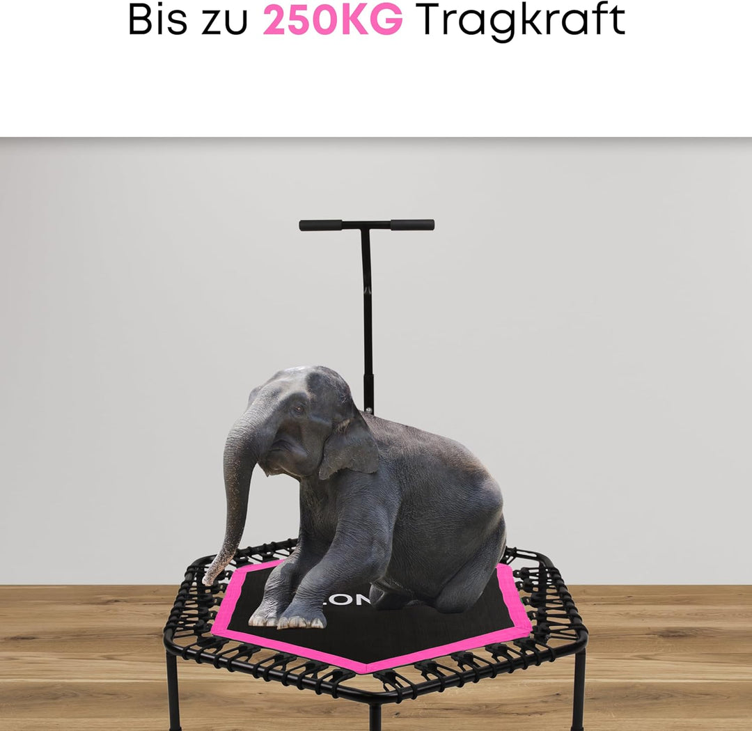 Fitness-Trampolin - 250 Kilo - Mini Trampolin - Schwarz - Pink - 106 cm - 42 Zoll