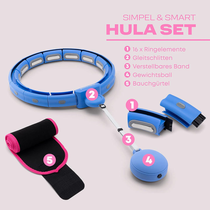 WELLRELAXX Smart Hula Hoop leise mit Bauchweggürtel - Schützt Haut+Kleidung - Smart Hoola Hoop Reife