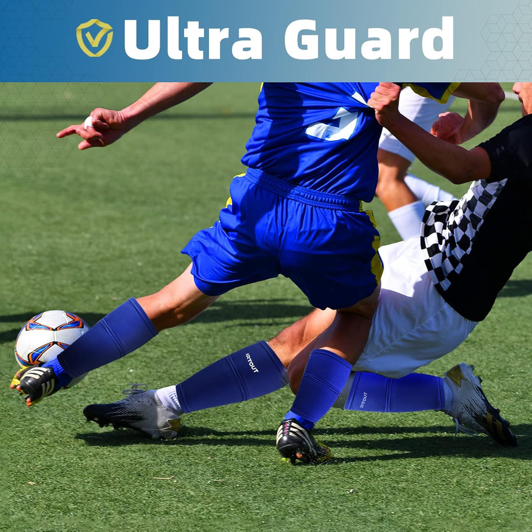 Sportout Schienbeinschoner Kinder Fussball, Schienbeinschoner Fussball Herren mit Anti-Rutsch Ärmel,