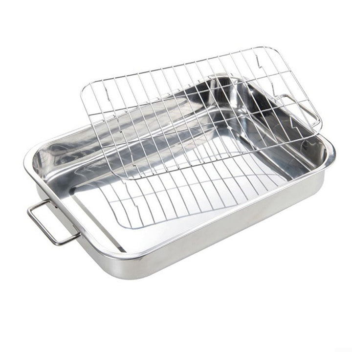 Bräter-Set, Edelstahl-Ofenpfanne mit Stahldraht, Backblech, Bräter, Grillrost mit Rost für Komfort (