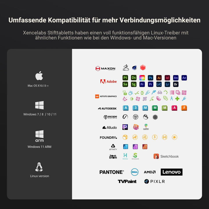 Xencelabs Pen Tablet Medium Grafiktablett für PC 12 Zoll Zeichentablett Professionelle mit 2 Batteri