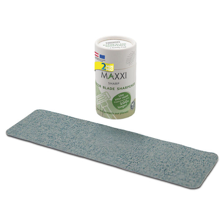 MaxxiSharp Rasierklingen Schärfer Pad – Patentiertes High Tech Textil – Verlängert Lebensdauer für E