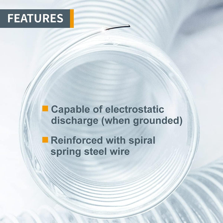 POWERTEC 70143 PVC-Staubsaugerschlauch (10,2 cm x 6,8 m), flexibel, durchsichtig, robuster PVC-Schla