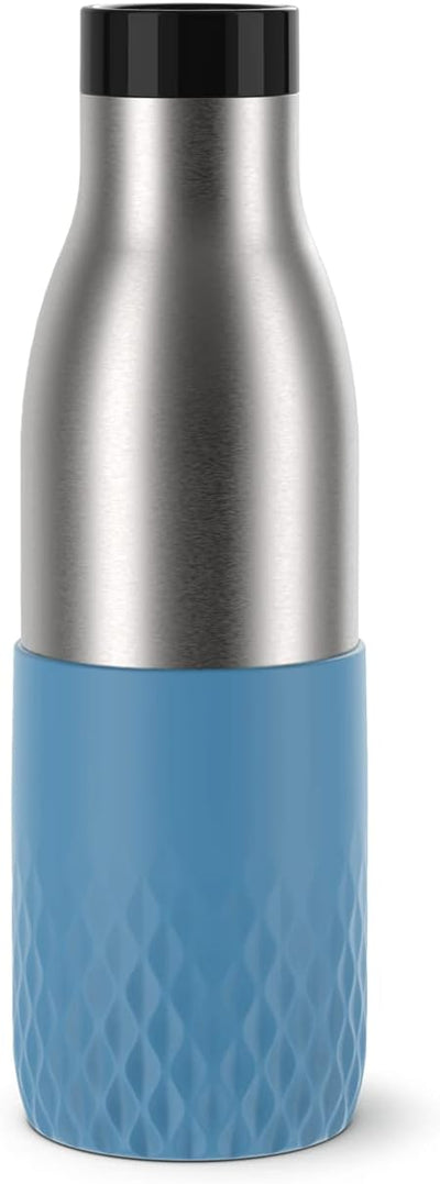 Emsa N31107 Bludrop Sleeve Trinkflasche | 0,5 Liter | 100 % dicht | Quick-Press Verschluss | Ergonom