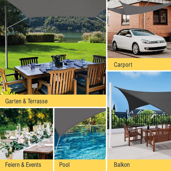 Sol Royal Sonnensegel rechteckig Wasserdicht 3x4m Terrasse – Sonnensegel Balkon Segeltuch UV Sonnens