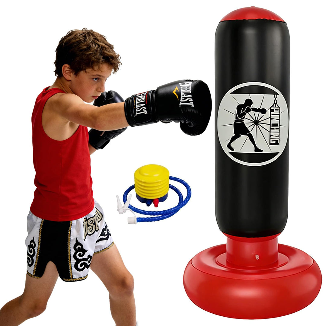 Boxsack für Kinder 6–12 Jahre, 160 cm Standboxsack aufblasbar – Boxsack Kinder Stehend für Boxen ，Ta