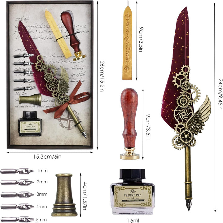 Füllfederhalter, Quill Pen, Kalligraphie-Füllfederhalter, antik, handgefertigt, mit Tinte, ideal für