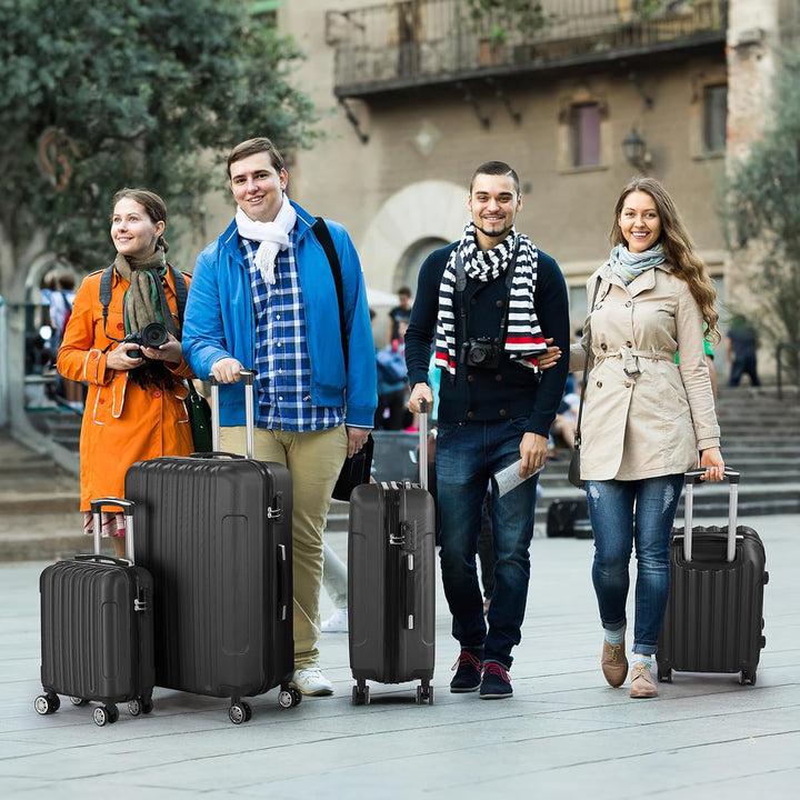 LALAHO Kofferset 4 teilig (Schwarz) | Reisekoffer Set, Hartschalen Koffer Set aus ABS, Gepäckset mit