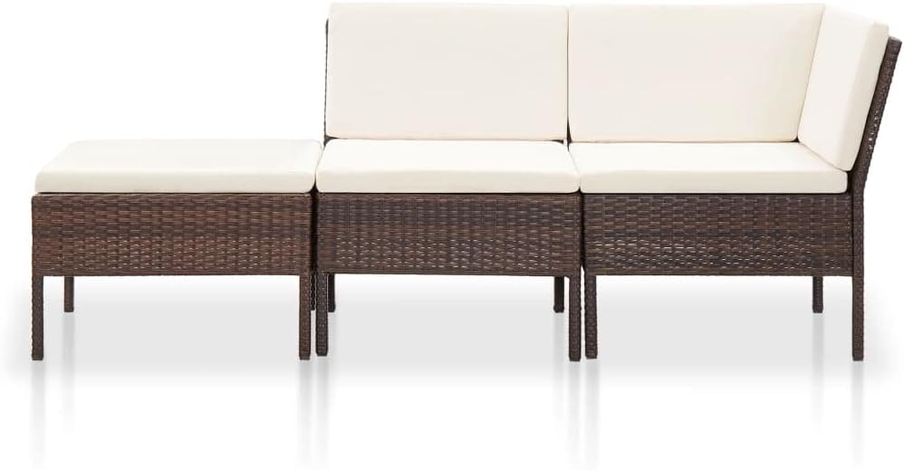vidaXL Gartenmöbel 3-TLG. mit Auflagen Sitzgruppe Garten Garnitur Lounge Sofa Sitzgarnitur Gartenset