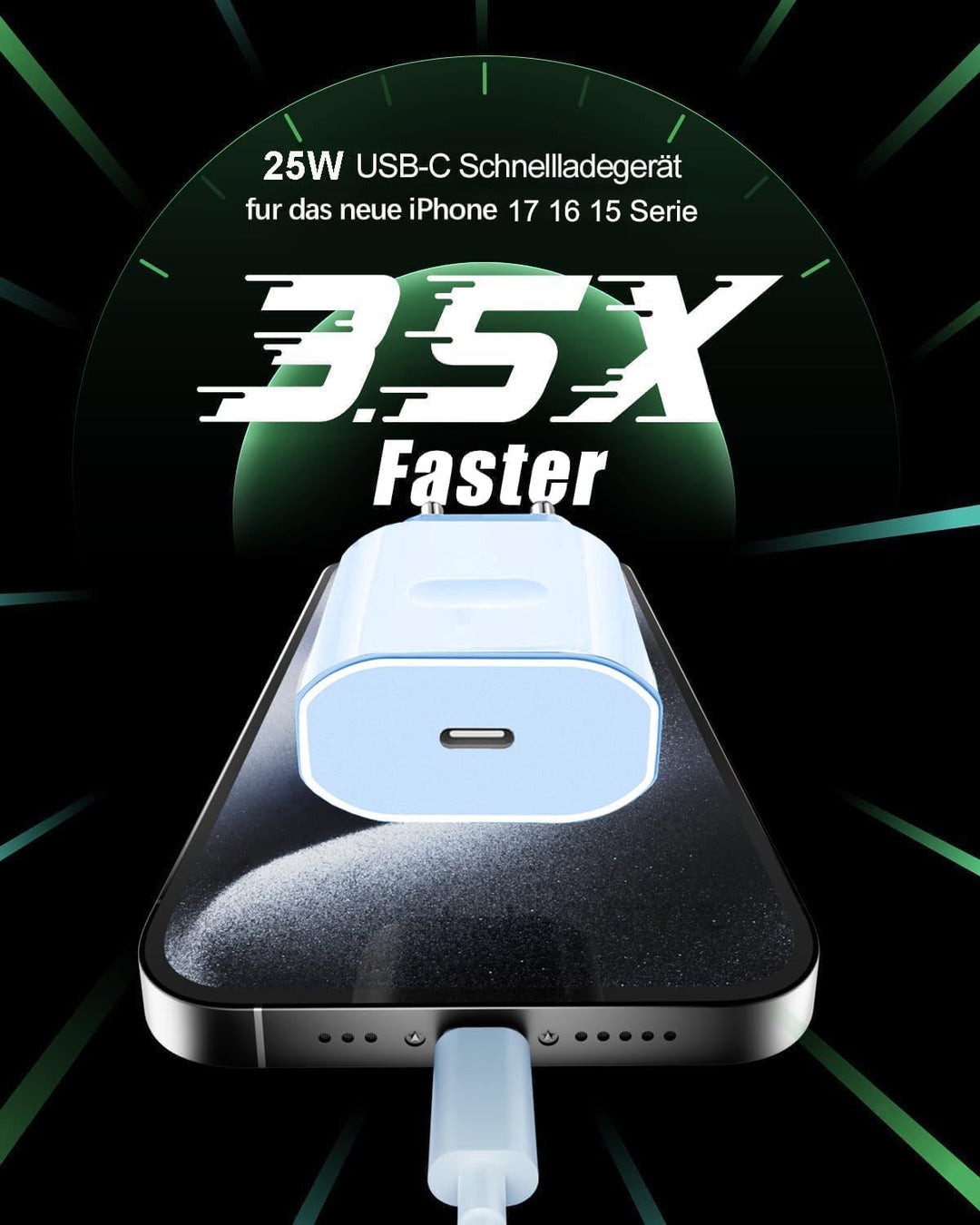 USB C Ladegerät Ladekabel für iPhone 17 16 16e 15/17 16 15 Pro/17 16 15 Pro Max/Plus,2Pack 25W USB C