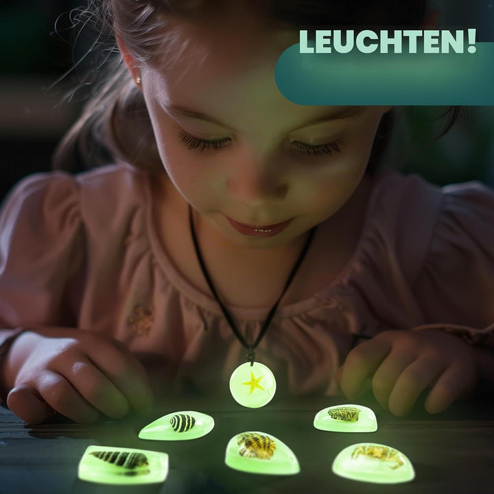 Bernstein Ausgrabungsset für Kinder ab 6, Ausgrabungsset für Kinder Amber Meerestiere mit echten Mee