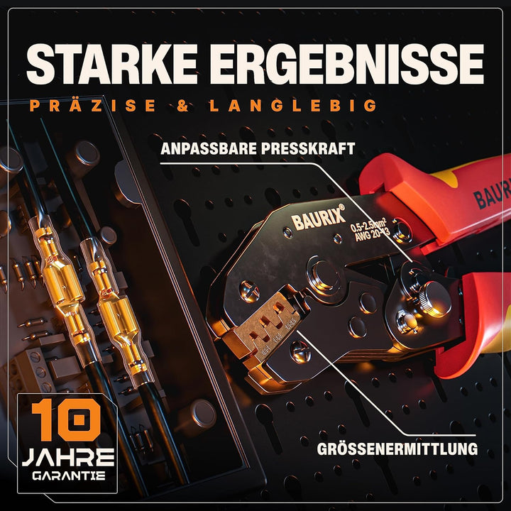 BAURIX® Crimpzangen Set – THESEUS Aderendhülsenzange 0,25–6 mm² mit 2000 Aderendhülsen & KAIRON Crim